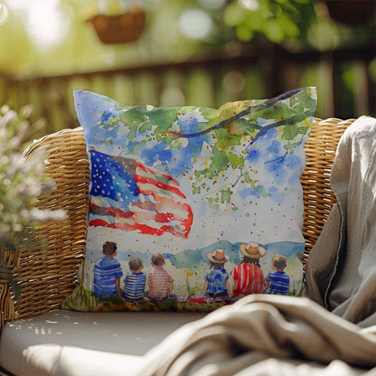 Patriotic Home Decor Waiting for Fireworks Fourth of July Indoor-Outdoor Pillow