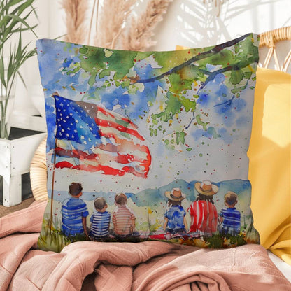 Patriotic Home Decor Waiting for Fireworks Fourth of July Indoor-Outdoor Pillow