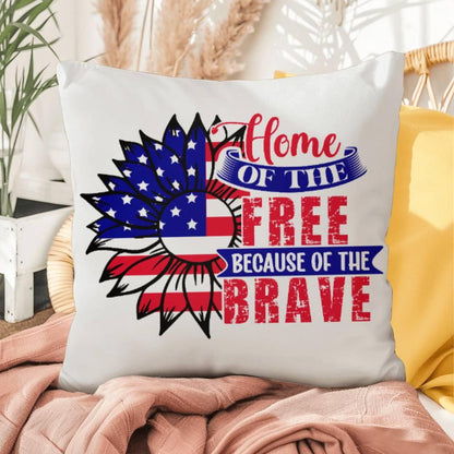 Home of the Free Because of the Brave Comfy Indoor-Outdoor Pillow