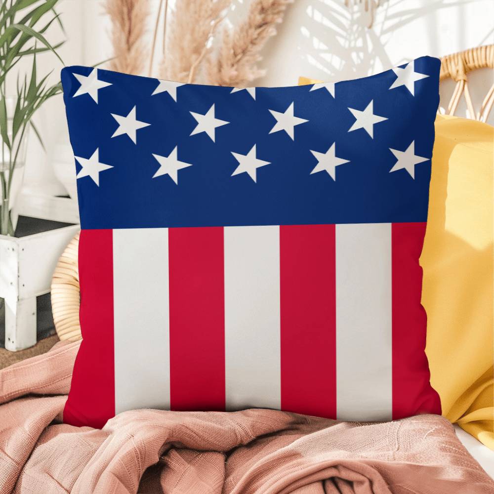 American Flag Patriotic Home Decor Indoor-Outdoor Polyester Printed Pillow