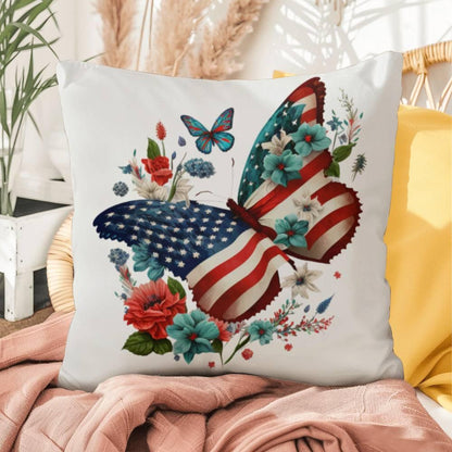 Butterfly Bouquet Patriotic Indoor-Outdoor Pillow