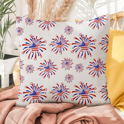 Star Red White and Blue Fireworks 4th of July Patriotic Indoor-Outdoor Pillow