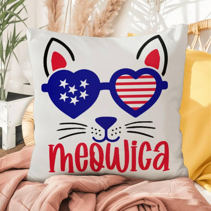 Mewoica Cat Patriotic Indoor-Outdoor Pillow