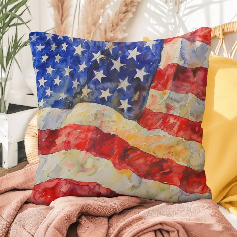 Old Glory American Flag Patriotic Indoor-Outdoor Home Decor Pillow