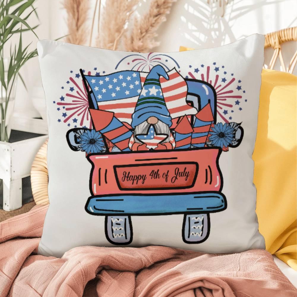 Fourth of July Gnome Parade Patriotic Indoor-Outdoor Pillow