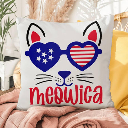 Meowica Patriotic Cat Comfy Indoor-Outdoor Pillow