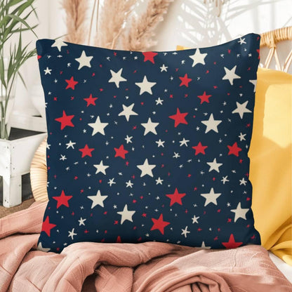 Red and White Stars on Navy Blue Patriotic Indoor-Outdoor Pillow