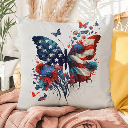 American Flag Patriotic Butterfly Indoor-Outdoor Pillow