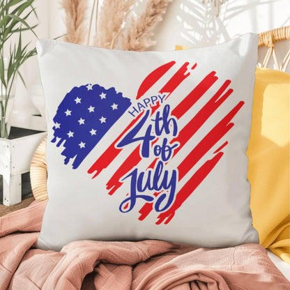 Happy 4th of July Patriotic Heart Comfy Indoor-Outdoor Pillow