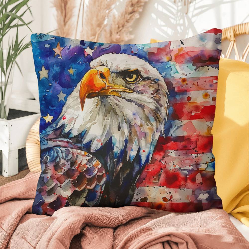 Eagle with American Flag Patriotic Indoor/Outdoor Pillow Decor