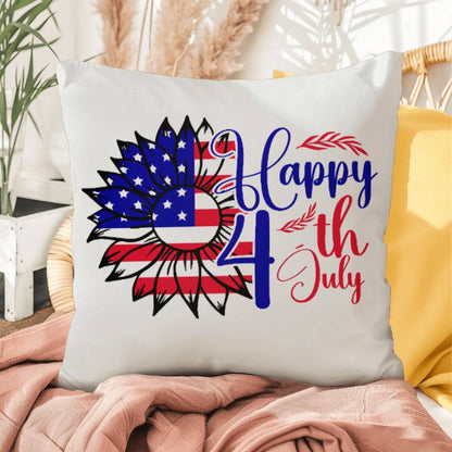 Happy 4th of July Sunflower Patriotic Indoor-Outdoor Pillow