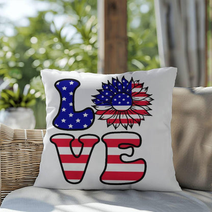 Red, White and Blue Love Patriotic Comfy Indoor-Outdoor Pillow