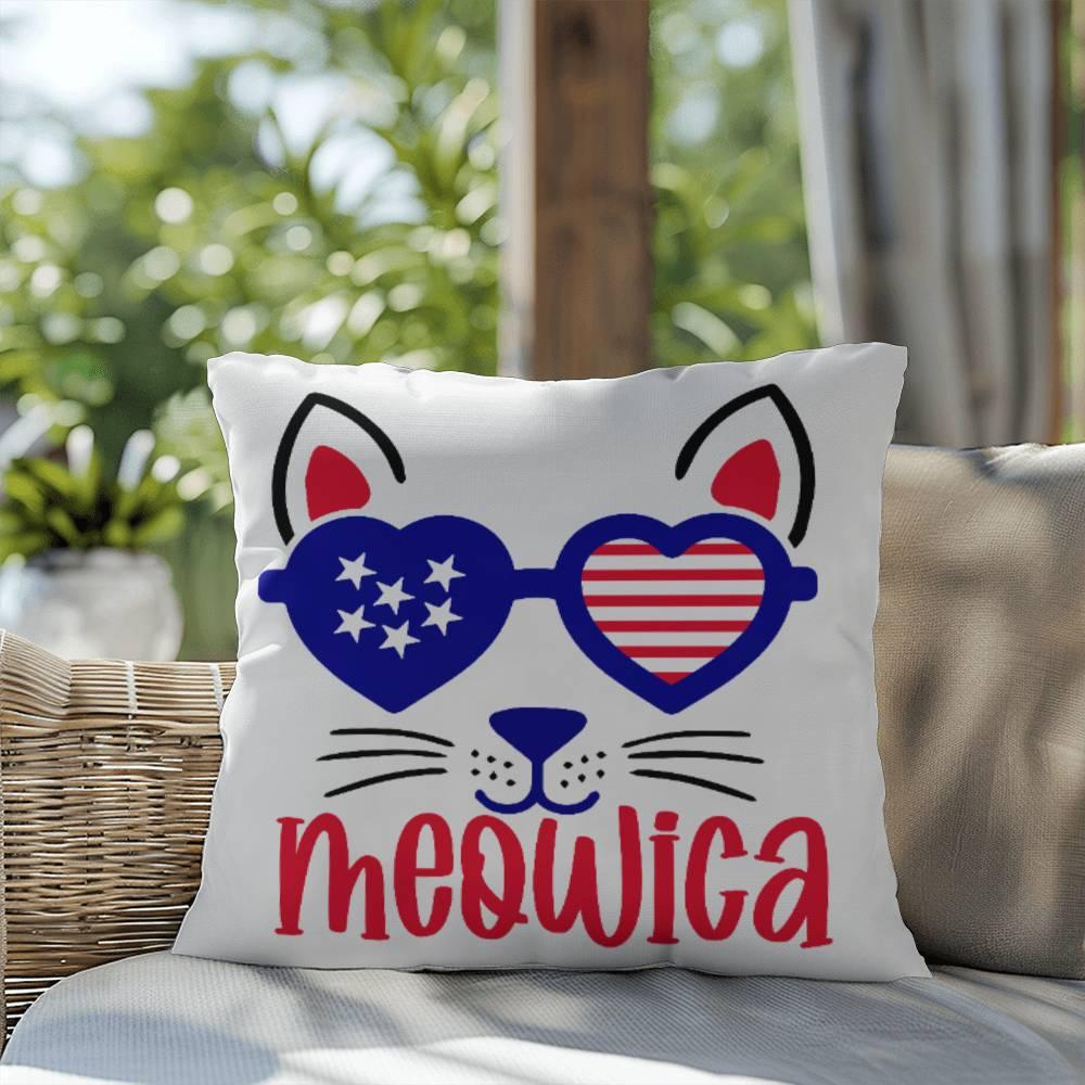 Mewoica Cat Patriotic Indoor-Outdoor Pillow