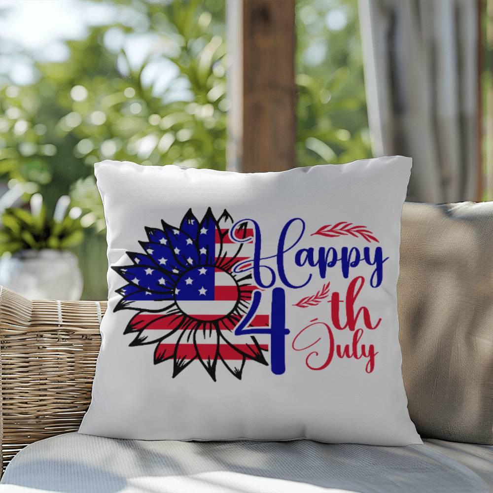 Happy 4th of July Sunflower Patriotic Comfy Indoor-Outdoor Pillow