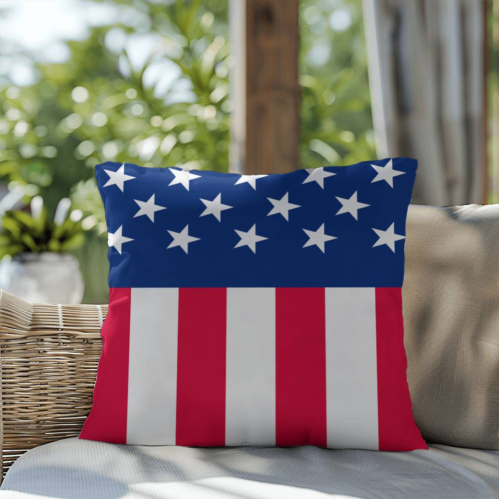 American Flag Patriotic Home Decor Indoor-Outdoor Polyester Printed Pillow