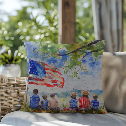 Patriotic Home Decor Waiting for Fireworks Fourth of July Indoor-Outdoor Pillow