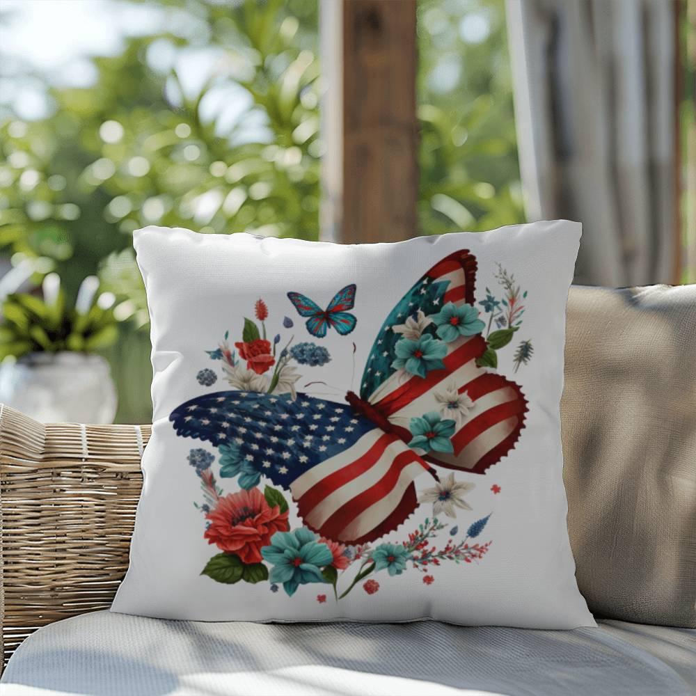 Butterfly Bouquet Patriotic Indoor-Outdoor Pillow