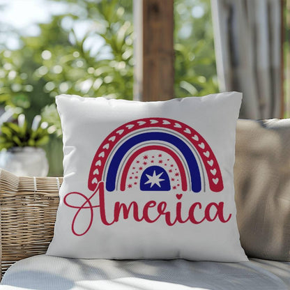 America Red White Blue Rainbow Patriotic Indoor-Outdoor Pillow