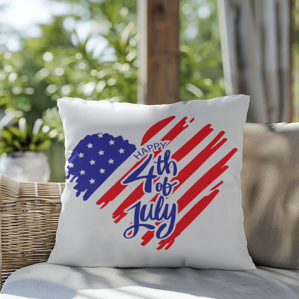 Happy 4th of July Patriotic Heart Comfy Indoor-Outdoor Pillow