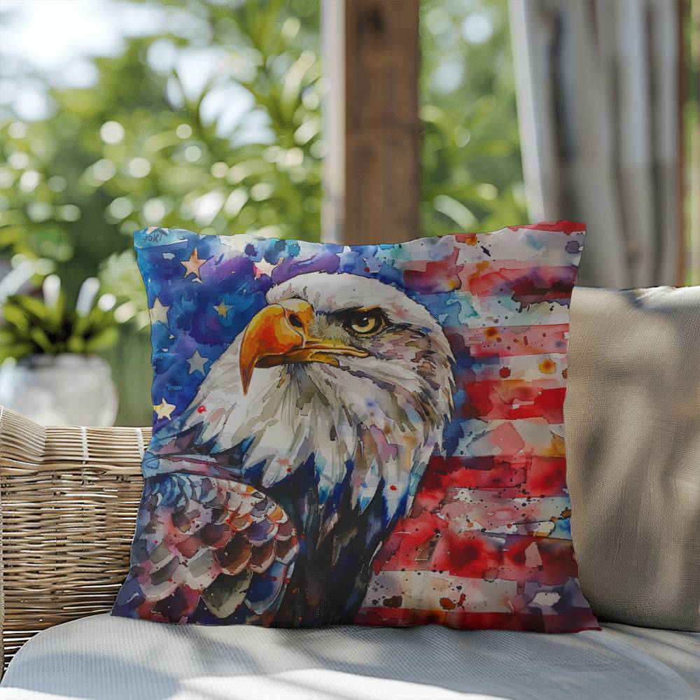 Eagle with American Flag Patriotic Indoor/Outdoor Pillow Decor