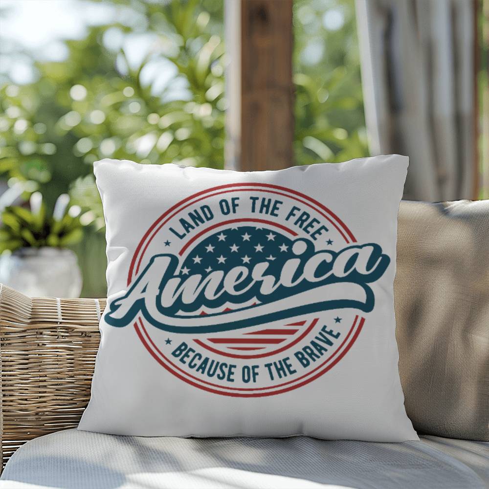 America Land of the Free Patriotic Indoor-Outdoor Pillow