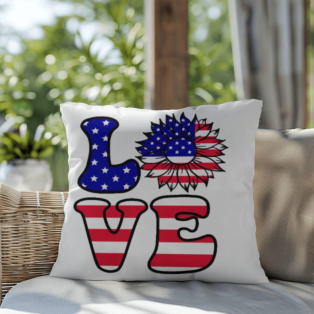 Love America Patriotic Indoor-Outdoor Pillow