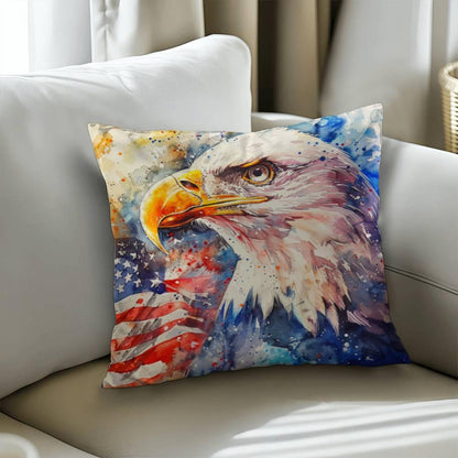 Patriotic Eagle with American Flag Pillow Cover