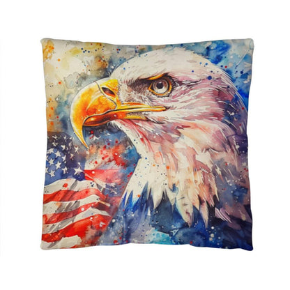 Patriotic Eagle with American Flag Pillow Cover