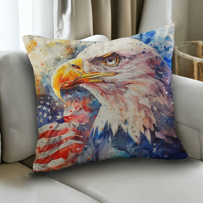 Patriotic Eagle with American Flag Pillow Cover