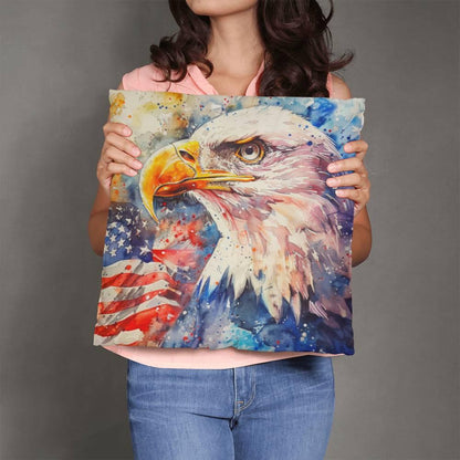 Patriotic Eagle with American Flag Pillow Cover