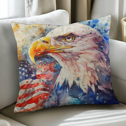 Patriotic Eagle with American Flag Pillow Cover