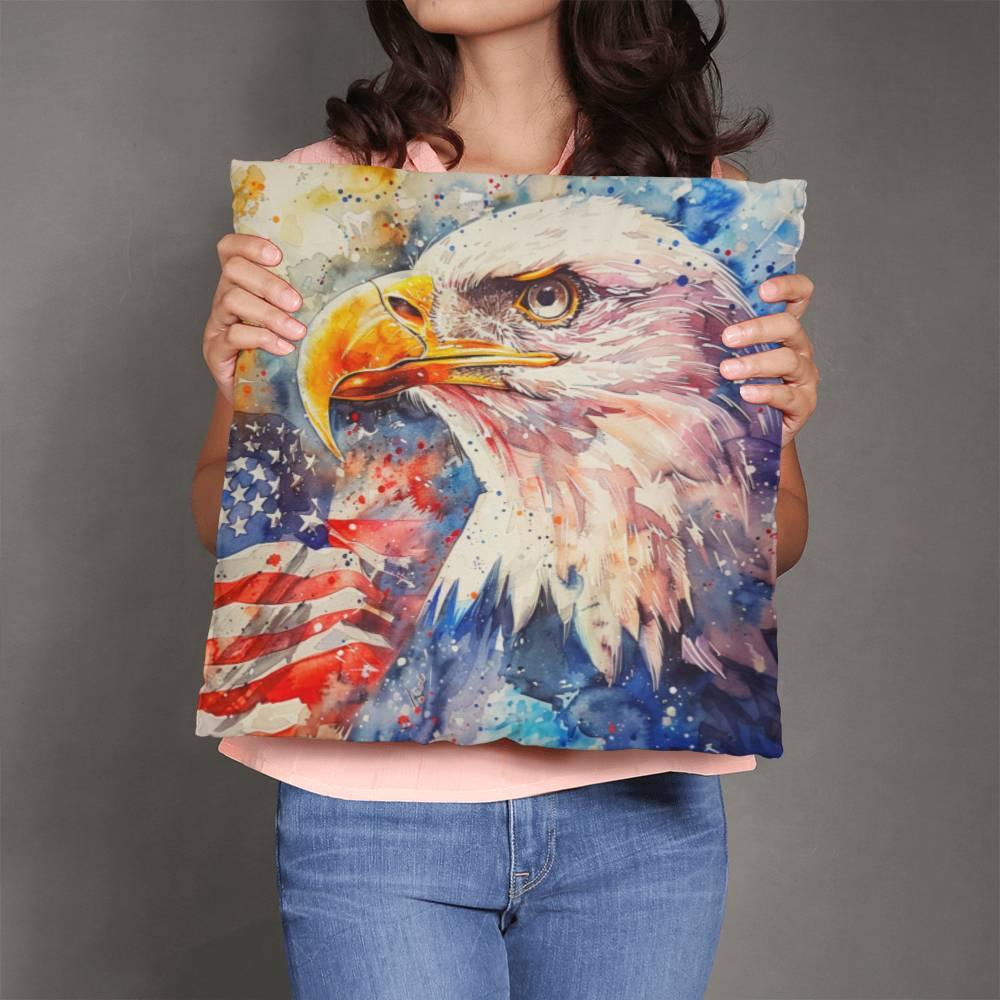 Patriotic Eagle with American Flag Pillow Cover