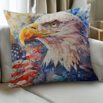 Patriotic Eagle with American Flag Pillow Cover