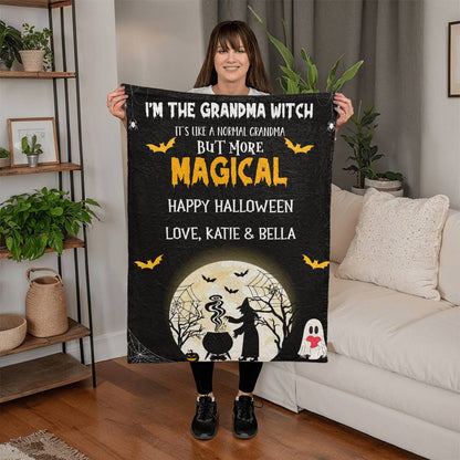 Halloween Personalized Mink Fleece Blanket - I'm the Grandma Witch But More Magical