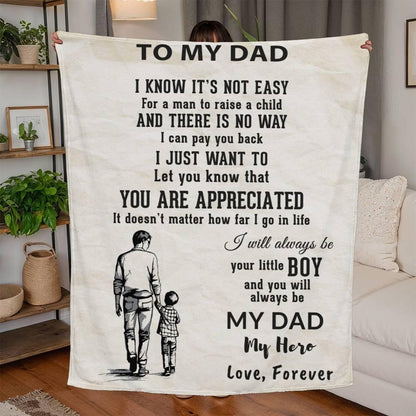 To My Dad -  I Will Always Be Your Little Boy Personalized Jersey Fleece Blanket