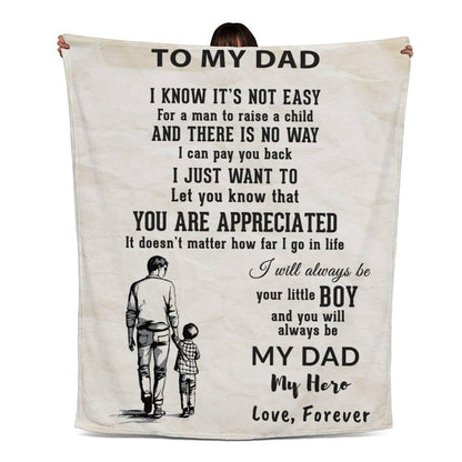 To My Dad -  I Will Always Be Your Little Boy Personalized Jersey Fleece Blanket