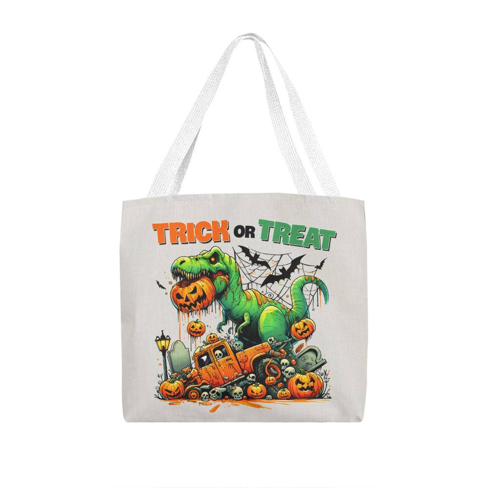 Halloween Dinosaur T-Rex Monster Trick or Treat Tote Bag