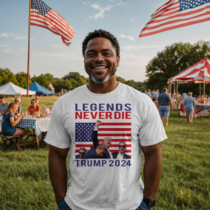 Trump 2024 Legends Never Die - Tee Shirt Front Print