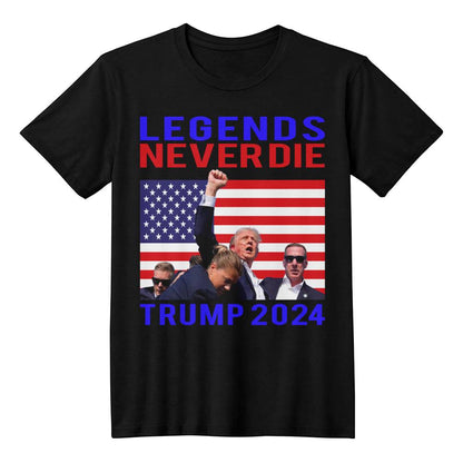 Patriotic MAGA Tee Shirt Legends Never Die Trump 2024 Butler Rally