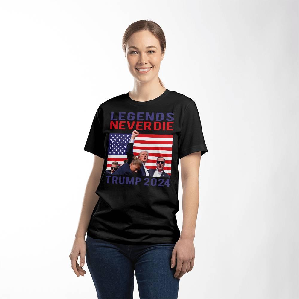 Trump 2024 Legends Never Die - Tee Shirt Front Print