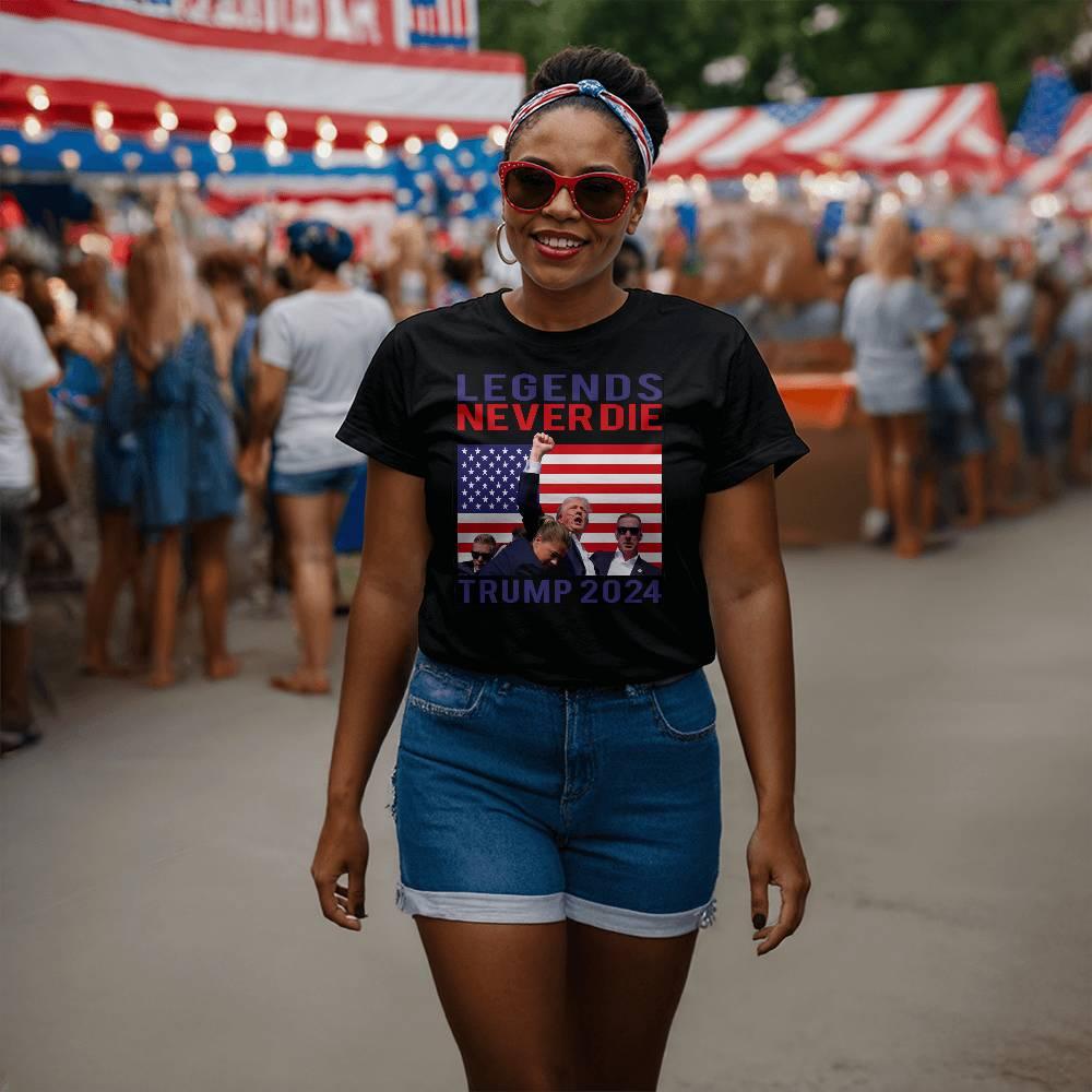 Trump 2024 Legends Never Die - Tee Shirt Front Print