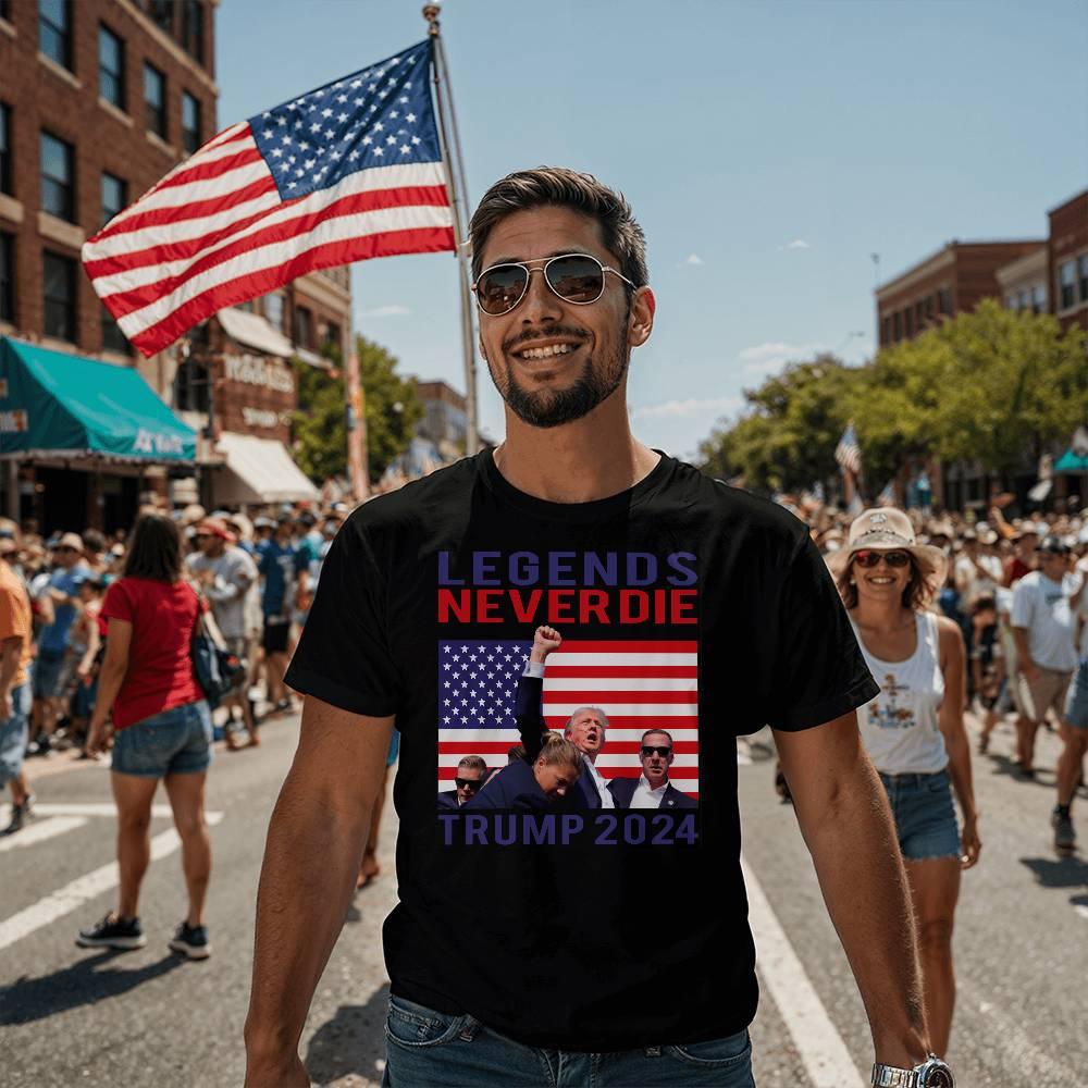 Trump 2024 Legends Never Die - Tee Shirt Front Print