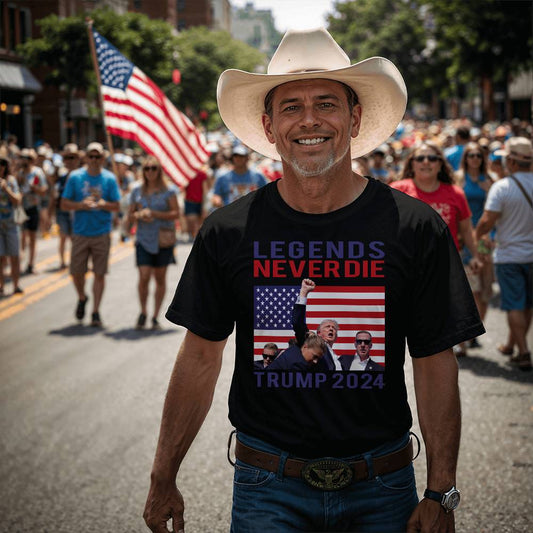 Trump 2024 Legends Never Die - Tee Shirt Front Print