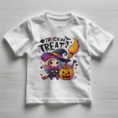 Cute Little Witch Trick or Treat Toddler Jersey Tee Shirt