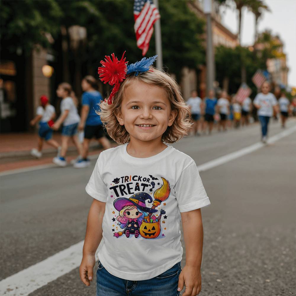 Cute Little Witch Trick or Treat Toddler Jersey Tee Shirt