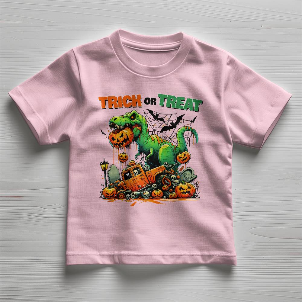 Halloween Monster Dinosaur T-Rex Trick or Treat Toddler Jersey Tee