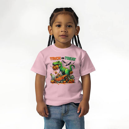 Halloween Monster Dinosaur T-Rex Trick or Treat Toddler Jersey Tee