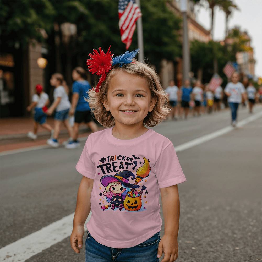 Cute Little Witch Trick or Treat Toddler Jersey Tee Shirt