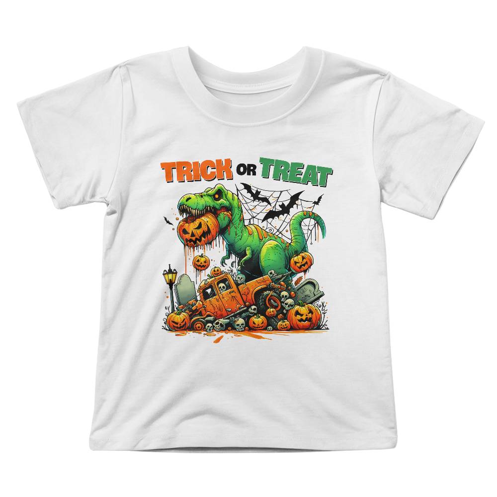 Halloween Monster Dinosaur T-Rex Trick or Treat Toddler Jersey Tee