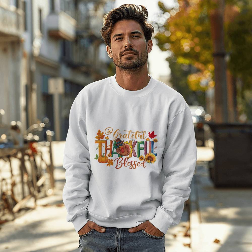 Grateful Thankful Blessed Thanksgiving Sweatshirt